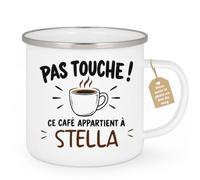 Café-Croissant - Mug Pas Touche Ce Café Appartient À Stella - Blanc/Emaille | Mug pas touche ce café appartient à Stella, design fun