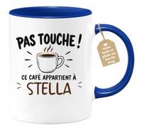 Café-Croissant - Mug Pas Touche Ce Café Appartient À Stella - Bleu/Céramiqu | Mug pas touche ce café appartient à Stella, design fun