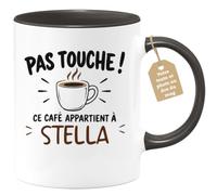 Café-Croissant - Mug Pas Touche Ce Café Appartient À Stella - Noir/Céramiqu | Mug pas touche ce café appartient à Stella, design fun