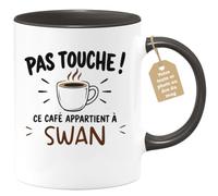 Café-Croissant - Mug Pas Touche Ce Café Appartient À Swan - Noir/Céramique | Tasse humoristique pour ceux qui protègent leur café Swan