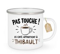 Café-Croissant - Mug Pas Touche Ce Café Appartient À Thibault - Blanc/Email | Tasse humoristique pour ceux qui protègent leur café Thibault