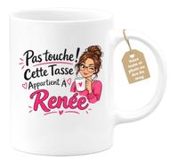 Café-Croissant - Mug Pas Touche ! Cette Tasse Appartient À Renée - Blanc/Cé | Mug humoristique avec prénom pour femmes. Cadeau original et personnalisé. Renée