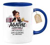Café-Croissant - Mug Personnalisable Agathe Comptable Méticuleuse - Bleu/Cé | Parfait pour Agathe, cadeau amusant.