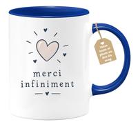 Café-Croissant - Mug Personnalisable Coeur Merci Infiniment - Bleu/Céramiqu | Design Coeur avec Message de Gratitude
