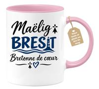 Café-Croissant - Mug Personnalisable Maëlig Brest Bretonne De Cœur - Rose/C | Design personnalisé pour Bretonne de cœur