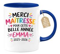 Café-Croissant - Mug Personnalisable Merci Maîtresse Année Emma 2025 2026 - | Cadeau Fin D'année École, Merci Maîtresse