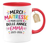 Café-Croissant - Mug Personnalisable Merci Maîtresse Année Emma 2025 2026 - | Cadeau Fin D'année École, Merci Maîtresse