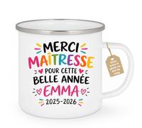 Café-Croissant - Mug Personnalisable Merci Maîtresse Année Emma 2025 2026 - | Cadeau Fin D'année École, Merci Maîtresse