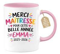 Café-Croissant - Mug Personnalisable Merci Maîtresse Année Emma 2025 2026 - | Cadeau Fin D'année École, Merci Maîtresse