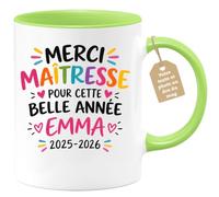 Café-Croissant - Mug Personnalisable Merci Maîtresse Année Emma 2025 2026 - | Cadeau Fin D'année École, Merci Maîtresse
