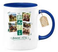 Café-Croissant - Mug Personnalisable Papi Aventure Bonne Fête - Bleu/Cérami | Mug parfait pour célébrer la fête des grands-pères