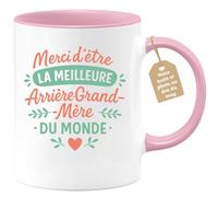 Café-Croissant - Mug Personnalisable Texte Photo Humour Annonce Arrière- Grand-Mère - Merci D'Être La Meilleure Arrière- Grand-Mère Du Monde - Cadeau Noël Original Tasse Anniversaire - Rose/Céramique