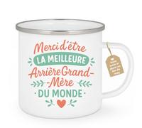 Café-Croissant - Mug Personnalisable Texte Photo Humour Annonce Arrière- Grand-Mère - Merci D'Être La Meilleure Arrière- Grand-Mère Du Monde - Cadeau Noël Original Tasse Anniversaire - Blanc/Émaillé