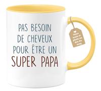 Café-Croissant - Mug Personnalisable Texte Photo Humour Annonce Pas Besoin De Cheveux Pour Être Un Super Papa - Cadeau Noël Original Futur Papa Tasse Fête Des Pères Anniversaire Annonce Naissance - Ja
