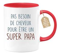 Café-Croissant - Mug Personnalisable Texte Photo Humour Annonce Pas Besoin De Cheveux Pour Être Un Super Papa - Cadeau Noël Original Futur Papa Tasse Fête Des Pères Anniversaire Annonce Naissance - Ro