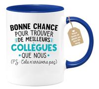 Café-Croissant - Mug Personnalisable Texte Photo Humour Départ Collègue - Bonne Chance Pour Trouver De Meilleurs Collègues Que Nous - Cadeau Noël Original Drôle Tasse Pot De Départ - Bleu/Céramique