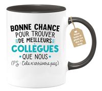 Café-Croissant - Mug Personnalisable Texte Photo Humour Départ Collègue - Bonne Chance Pour Trouver De Meilleurs Collègues Que Nous - Cadeau Noël Original Drôle Tasse Pot De Départ - Noir/Céramique