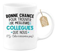 Café-Croissant - Mug Personnalisable Texte Photo Humour Départ Collègue - Bonne Chance Pour Trouver De Meilleurs Collègues Que Nous - Cadeau Noël Original Drôle Tasse Pot De Départ - Blanc/Céramique