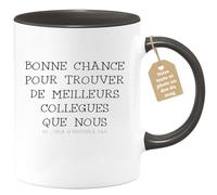 Café-Croissant - Mug Personnalisable Texte Photo Humour Départ Collègue - Bonne Chance Pour Trouver De Meilleurs Collègues Que Nous - Cadeau Noël Original Drôle Tasse Pot De Départ - Noir/Céramique -