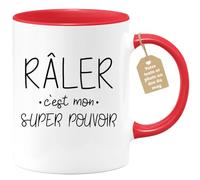 Café-Croissant - Mug Personnalisable Texte Photo Humour Râler C'Est Mon | Super Pouvoir - Cadeau Noël Original Drôle Tasse Femme Râleuse - Rouge/Céramique