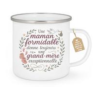 Café-Croissant - Mug Personnalisable Texte Photo Tasse Annonce Grossesse Future Mamie - Une Maman Formidable Donne Toujours Une Grand-Mère Exceptionnelle - Cadeau Fête Des Grand-Mères - Blanc/Emaillé