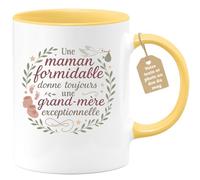 Café-Croissant - Mug Personnalisable Texte Photo Tasse Annonce Grossesse Future Mamie - Une Maman Formidable Donne Toujours Une Grand-Mère Exceptionnelle - Cadeau Fête Des Grand-Mères - Jaune/Céramiqu
