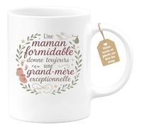 Café-Croissant - Mug Personnalisable Texte Photo Tasse Annonce Grossesse Future Mamie - Une Maman Formidable Donne Toujours Une Grand-Mère Exceptionnelle - Cadeau Fête Des Grand-Mères - Blanc/Céramiqu