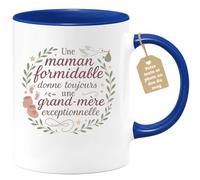 Café-Croissant - Mug Personnalisable Texte Photo Tasse Annonce Grossesse Future Mamie - Une Maman Formidable Donne Toujours Une Grand-Mère Exceptionnelle - Cadeau Fête Des Grand-Mères - Bleu/Céramique