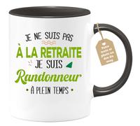 Café-Croissant - Mug Personnalisable Texte Photo Tasse Cadeau Noël Je Ne | Suis Pas A La Retraite Je Suis Randonneur - Noir/Céramique