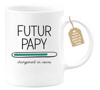 Café-Croissant - Mug Personnalisable Texte Photo Tasse Cadeau Original Humour Noël Futur Papy 2025 Chargement En Cours Papou Pépé Fête Des Grand-Pères Papi Annonce Naissance - Blanc/Céramique