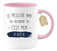 Café-Croissant - Mug Personnalisable Texte Photo Tasse Cadeau Original Humour Noël Le Meilleur Papa Du Monde C'Est Mon Papa Futur Anniversaire Fête Des Pères Annonce Naissance - Rose/Céramique
