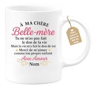 Café-Croissant - Mug Personnalisé À Ma Chère Belle-Mère, Merci De M'Aimer | Comme Ton Propre Enfant Avec Amour Nom Cadeau Tasse Pour Noël Exceptionnelle - Blanc/Céramique