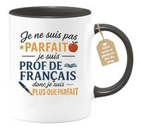 Café-Croissant - Mug Personnalisé Je Ne Suis Pas Parfait, Prof De Français, | Donc Plus- Que- Parfait Cadeau Tasse Pour Noël Profs - Noir/Céramique