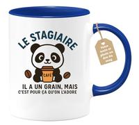 Café-Croissant - Mug Personnalisé Le Stagiaire A Un Grain, C'Est Pour Ça | Qu'On L'Adore, Cadeau Noël Tasse Et - Bleu/Céramique