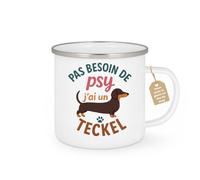 Café-Croissant - Mug Personnalisé Pas Besoin De Psy, Avec Mon Teckel Ça Va | Bien Mieux Cadeau Pour Noël Les Amoureux Des Teckels Tasse - Blanc/Émaillé