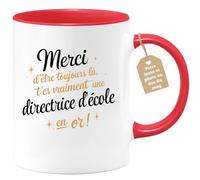 Café-Croissant - Mug Personnalisé Tasse Cadeau Femme Noël Merci D'Être | Toujours Là T'Es Vraiment Une Directrice D'École En Or - Rouge/Céramique