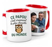 Café-Croissant - Mug Personnalisé Tasse Cadeau Noël Ce Papou C'Est Vraiment | Le Plus Chouette Du Monde - Rouge/Céramique