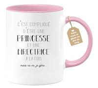 Café-Croissant - Mug Personnalisé Tasse Cadeau Noël C'Est Compliqué D'Être | Une Princesse Et Directrice A La Fois Mais Je Gère - Rose/Céramique