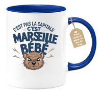 Café-Croissant - Mug Personnalisé Tasse Cadeau Noël C'Est Pas La Capitale | C'Est Marseille Bébé - Bleu/Céramique