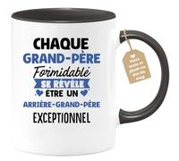 Café-Croissant - Mug Personnalisé Tasse Cadeau Noël Chaque Grand-Père | Formidable Se Révèle Être Un Arrière- Grand-Père Exceptionnel - Noir/Céramique
