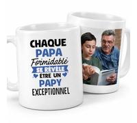 Café-Croissant - Mug Personnalisé Tasse Cadeau Noël Chaque Papa Formidable | Se Révèle Être Un Papy Exceptionnel Futur Papou Pépé Fête Des Grand-Pères Papi - Blanc/Céramique
