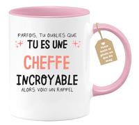 Café-Croissant - Mug Personnalisé Tasse Cadeau Noël Parfois Tu Oublies Que | Tu Es Une Cheffe Incroyable Alors Voici Un Rappel - Rose/Céramique