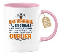 Café-Croissant - Mug Personnalisé Virginie Géniale, Difficile À Trouver, | Impossible Oublier Un Cadeau Noël Tasse Parfait Et Inoubliable - Rose/Céramique