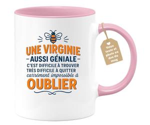 Café-Croissant - Mug Personnalisé Virginie Géniale, Difficile À Trouver, | Impossible Oublier Un Cadeau Noël Tasse Parfait Et Inoubliable - Rose/Céramique