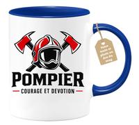 Café-Croissant - Mug Pompier Courage Et Devotion - Bleu/Céramique | Mug en céramique pour les héros du quotidien, idéal pour les pompiers.