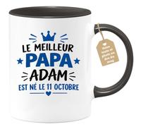Café-Croissant - Mug Pour Le Meilleur Papa Adam Né Le 11 Octobre - Noir/Cér | Mug cadeau pour le meilleur papa né le 11 octobre
