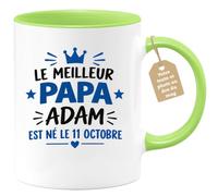 Café-Croissant - Mug Pour Le Meilleur Papa Adam Né Le 11 Octobre - Vert/Cér | Mug cadeau pour le meilleur papa né le 11 octobre