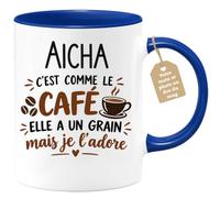 Café-Croissant - Mug Prénom Aïcha C'est Comme Le Café Elle A Un Grain - Ble | Mug humoristique avec phrase sur le café et Aïcha