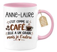 Café-Croissant - Mug Prénom Anne Laure C'est Comme Le Café Elle A Un Grain | Mug humoristique avec phrase sur le café et prénom femme Anne-Laure