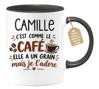 Café-Croissant - Mug Prénom Camille C'est Comme Le Café Elle A Un Grain - N | Mug humoristique avec phrase sur le café et Camille